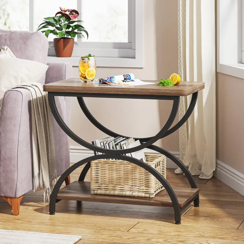 Tribesigns End & Side Tables*2-Tier End Table, Rectangular Side Table with Stylish Metal Frame