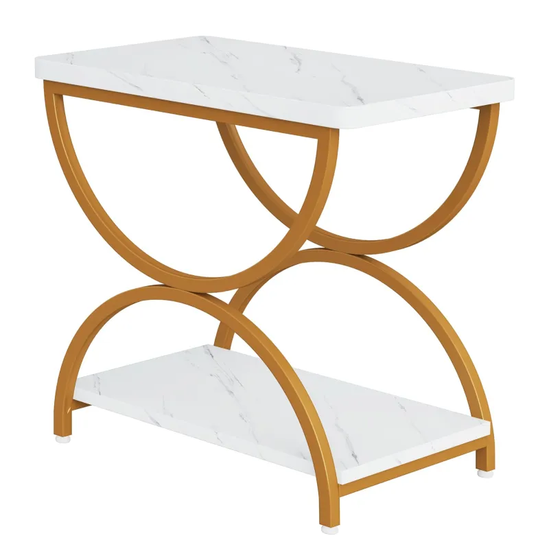Tribesigns End & Side Tables*2-Tier End Table, Rectangular Side Table with Stylish Metal Frame
