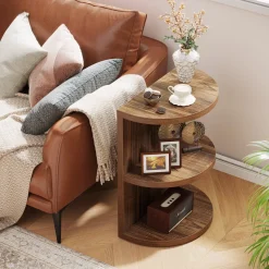 Tribesigns End & Side Tables*3-Tier Half-Round End Table, Semi-circular Side Table for Living Room
