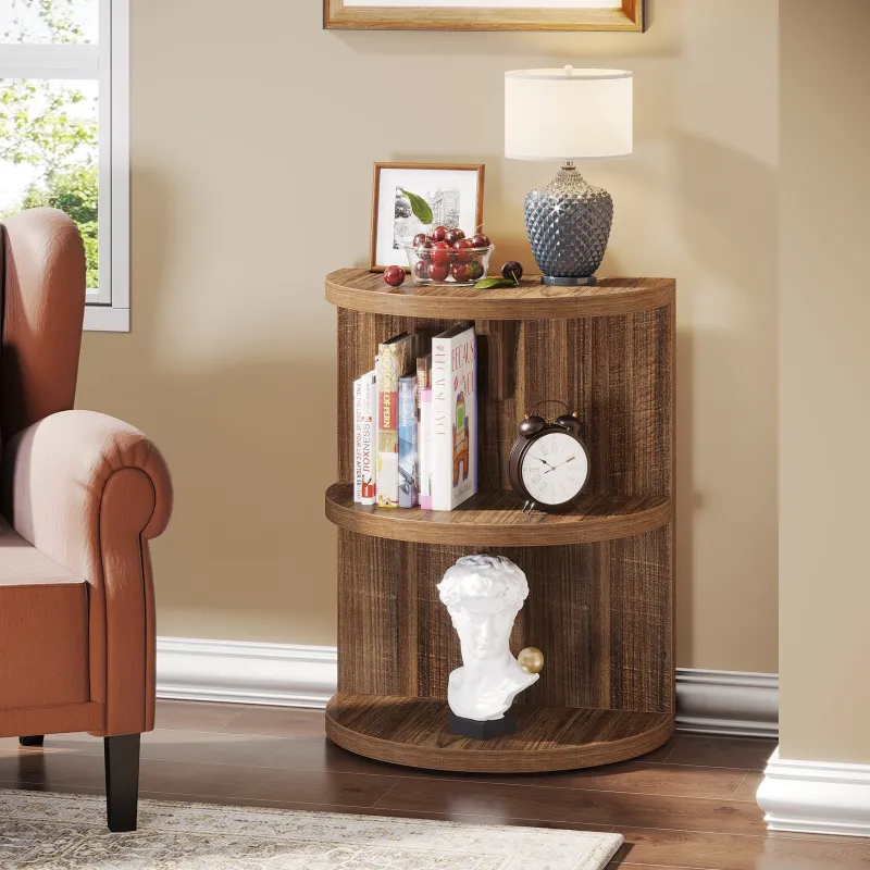 Tribesigns End & Side Tables*3-Tier Half-Round End Table, Semi-circular Side Table for Living Room