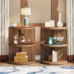 Tribesigns End & Side Tables*3-Tier Half-Round End Table, Semi-circular Side Table for Living Room