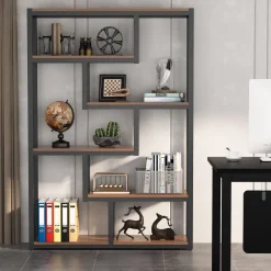 Tribesigns Bookcases & Bookshelves|Bookcases & Bookshelves*5-Tier Industrial Bookshelf, Vintage Etagere Bookcase