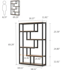 Tribesigns Bookcases & Bookshelves|Bookcases & Bookshelves*5-Tier Industrial Bookshelf, Vintage Etagere Bookcase