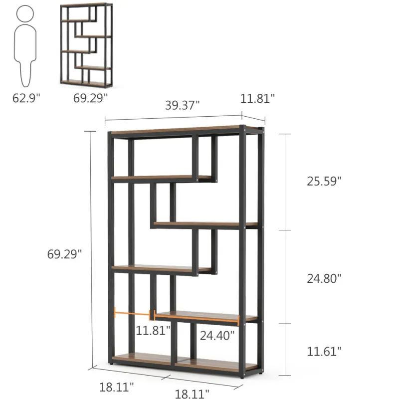 Tribesigns Bookcases & Bookshelves|Bookcases & Bookshelves*5-Tier Industrial Bookshelf, Vintage Etagere Bookcase