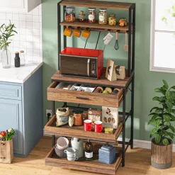 Tribesigns Baker's Racks|Baker's Racks*5-Tier Kitchen Baker's Rack with Power Outlets, Drawer & Sliding Shelves