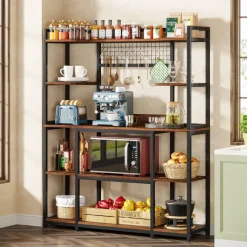 Tribesigns Baker's Racks|Baker's Racks*5-Tier Kitchen Baker's Rack, 55" Wide Kitchen Storage Shelf with 11 Hooks