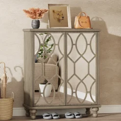 Tribesigns Shoe Racks & Cabinets|Shoe Racks & Cabinets*5-Tier Mirror Shoe Cabinet, Large Shoe Storage Organizer With Doors