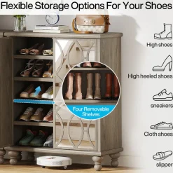 Tribesigns Shoe Racks & Cabinets|Shoe Racks & Cabinets*5-Tier Mirror Shoe Cabinet, Large Shoe Storage Organizer With Doors
