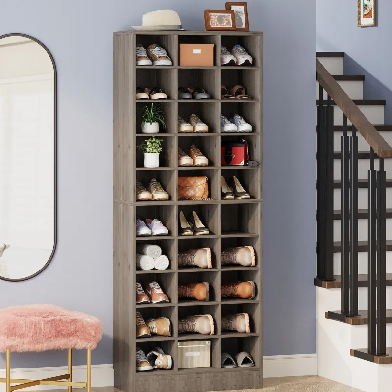Tribesigns Shoe Racks & Cabinets|Shoe Racks & Cabinets*10-Tier Shoe Cabinet, Wooden Shoe Storage Rack with 30 Cubbies