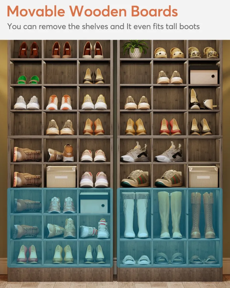Tribesigns Shoe Racks & Cabinets|Shoe Racks & Cabinets*10-Tier Shoe Cabinet, Wooden Shoe Storage Rack with 30 Cubbies