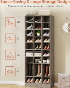 Tribesigns Shoe Racks & Cabinets|Shoe Racks & Cabinets*10-Tier Shoe Cabinet, Wooden Shoe Storage Rack with 30 Cubbies