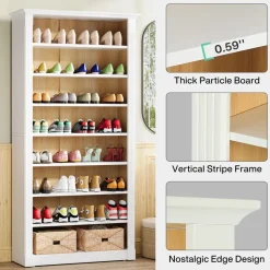 Tribesigns Shoe Racks & Cabinets|Shoe Racks & Cabinets*8-Tier Shoe Rack, Wooden Freestanding Shoe Storage Cabinet for 32-40 Pairs