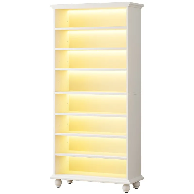 Tribesigns Shoe Racks & Cabinets|Shoe Racks & Cabinets*9-Tier Wood Shoe Cabinet Rack with LED Lighting & Solid Wood Legs