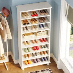 Tribesigns Shoe Racks & Cabinets|Shoe Racks & Cabinets*9-Tier Wood Shoe Cabinet Rack with LED Lighting & Solid Wood Legs
