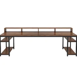 Tribesigns Desks*Two Person Desk, 78.7" Computer Desk With Monitor Stand and 4 Open Shelf