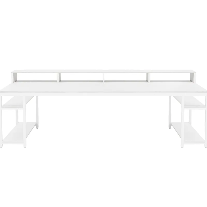 Tribesigns Desks*Two Person Desk, 78.7" Computer Desk With Monitor Stand and 4 Open Shelf