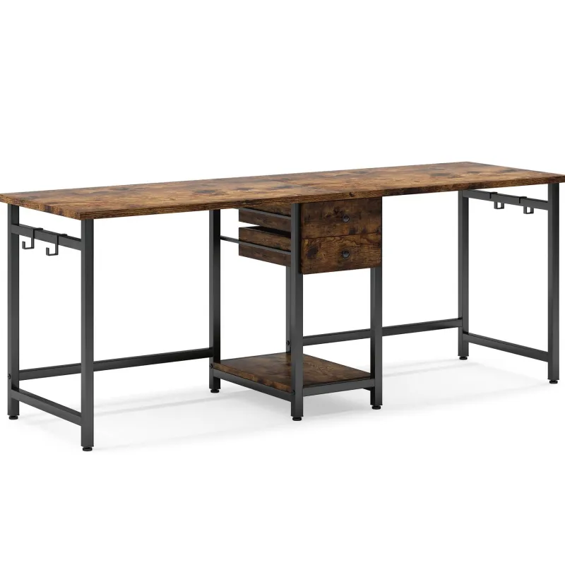 Tribesigns Desks*Two Person Desk, 78’’ Double Computer Desk with Drawers