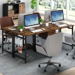 Tribesigns Desks*Two Person Desk, 78’’ Double Computer Desk with Drawers