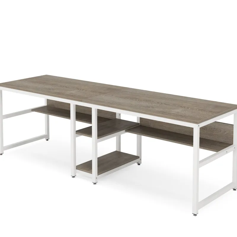 Tribesigns Desks*Two Person Desk, Computer Desk Double Workstation with Shelves