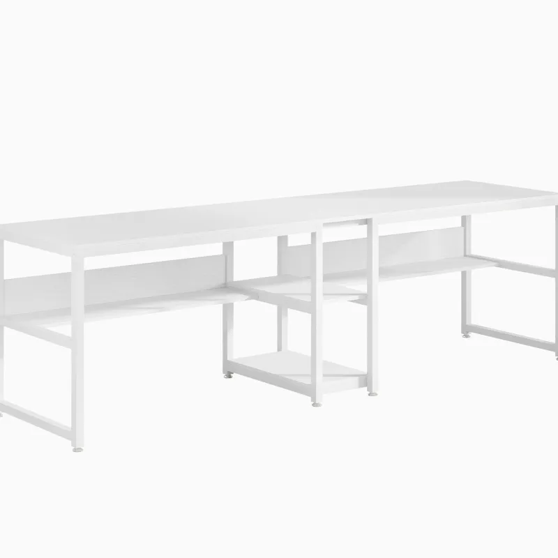 Tribesigns Desks*Two Person Desk, Computer Desk Double Workstation with Shelves