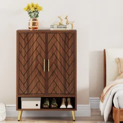 Tribesigns Shoe Racks & Cabinets|Shoe Racks & Cabinets*Walnut Shoe Cabinet, 6-Tier Wooden Shoe Organizer with Adjustable Shelves