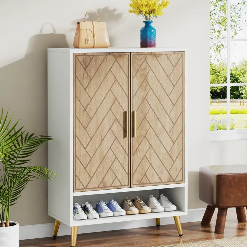 Tribesigns Shoe Racks & Cabinets|Shoe Racks & Cabinets*Walnut Shoe Cabinet, 6-Tier Wooden Shoe Organizer with Adjustable Shelves