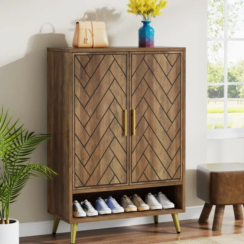 Tribesigns Shoe Racks & Cabinets|Shoe Racks & Cabinets*Walnut Shoe Cabinet, 6-Tier Wooden Shoe Organizer with Adjustable Shelves