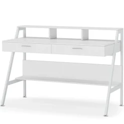 Tribesigns Desks*White Computer Desk, 47" Writing Desk with Storage Shelf & Drawers