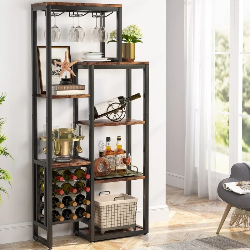 Tribesigns Wine Racks|Wine Racks*Wine Rack, 5-Tier Freestanding Wine Display Shelf