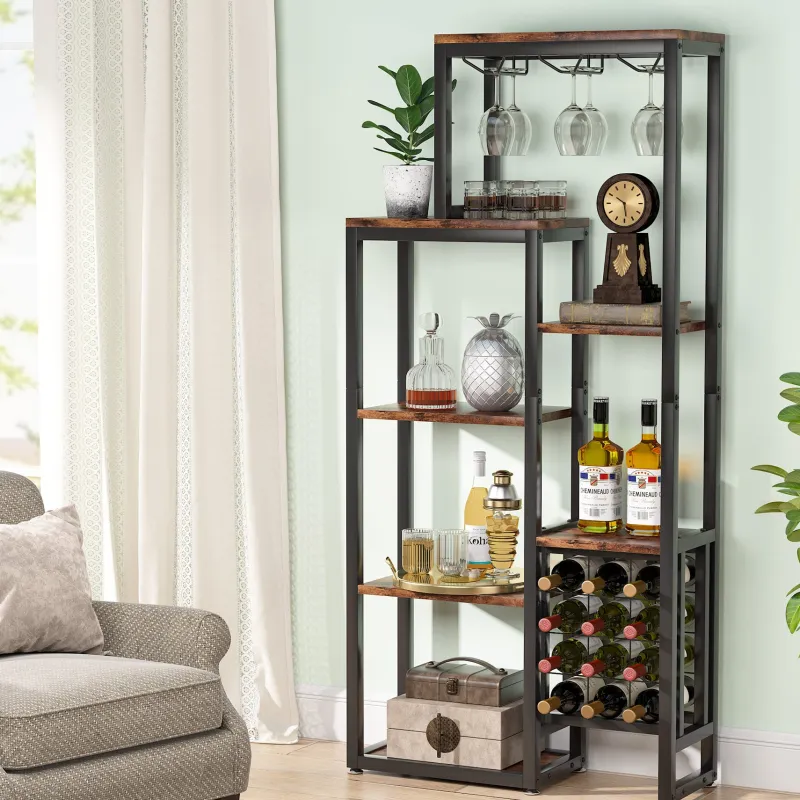 Tribesigns Wine Racks|Wine Racks*Wine Rack, 5-Tier Freestanding Wine Display Shelf