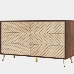 Tribesigns Chests Of Drawers*Wood 6 Drawer Chest, Storage Cabinet Dresser with Metal Legs