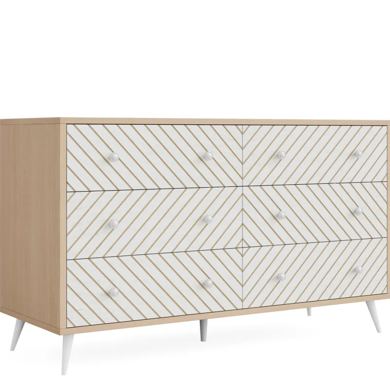 Tribesigns Chests Of Drawers*Wood 6 Drawer Chest, Storage Cabinet Dresser with Metal Legs