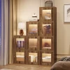 Tribesigns Bookcases & Bookshelves|Bookcases & Bookshelves*Wood Bookshelf, 63" High Bookcase Etagere 9 Cubes With LED Lights