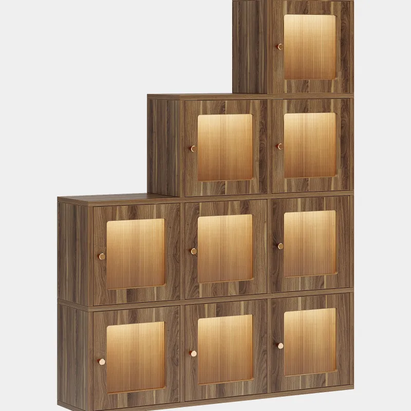 Tribesigns Bookcases & Bookshelves|Bookcases & Bookshelves*Wood Bookshelf, 63" High Bookcase Etagere 9 Cubes With LED Lights