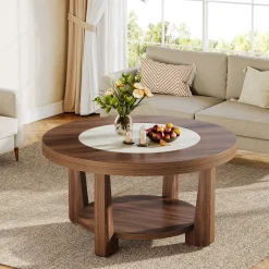 Tribesigns Coffee Tables*Wood Coffee Table, Round 2 - Tier Accent Center Table