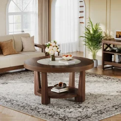 Tribesigns Coffee Tables*Wood Coffee Table, Round 2 - Tier Accent Center Table