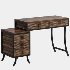 Tribesigns Desks*Wood Computer Desk, 55" Home Office Desk with Drawer Cabinet
