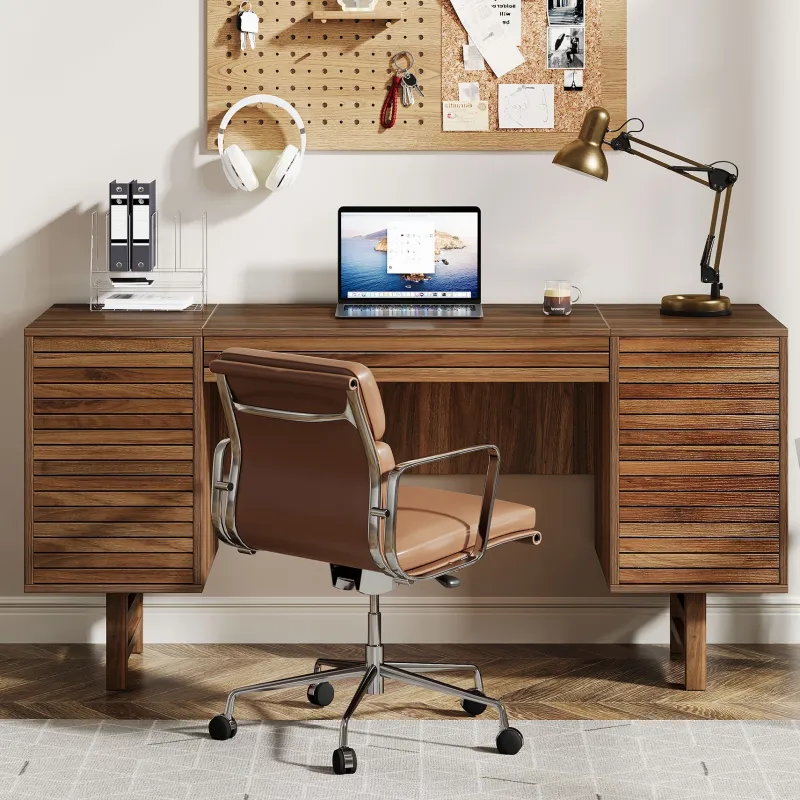 Tribesigns Desks*Wood Computer Desk, 59" Home Office Desk with Drawers