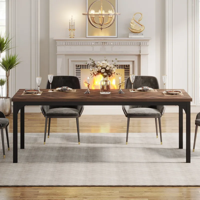 Tribesigns Dining Tables*Wood Dining Table, 70.9" Farmhouse Kitchen Dinner Table for 6-8
