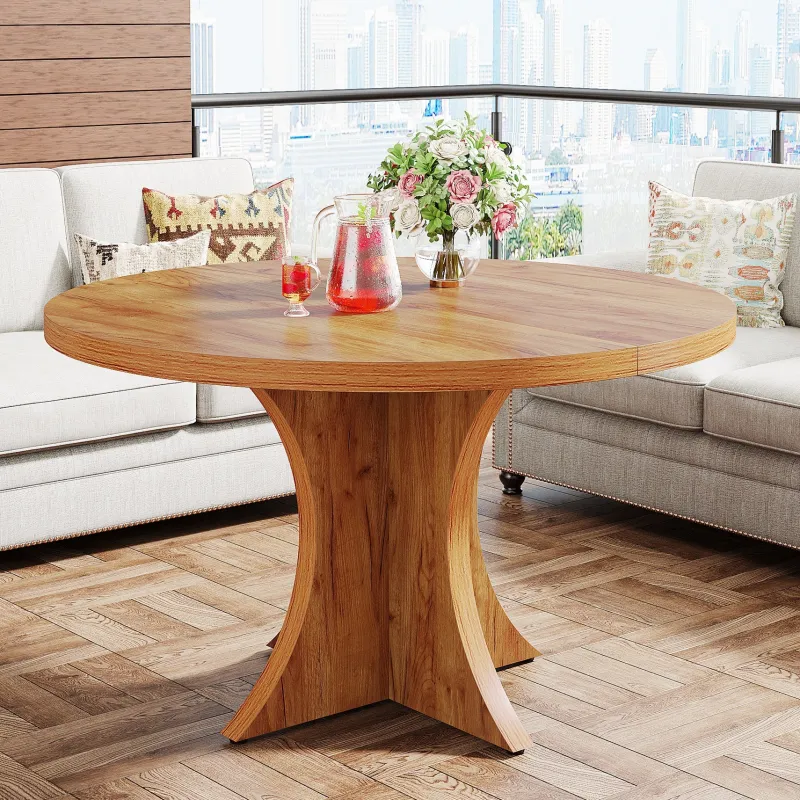Tribesigns Dining Tables*Wood Dining Table, 47.24 Inches Round Kitchen Table for 4-6
