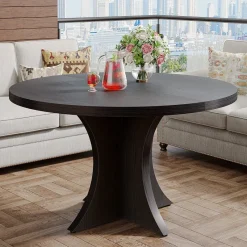 Tribesigns Dining Tables*Wood Dining Table, 47.24 Inches Round Kitchen Table for 4-6