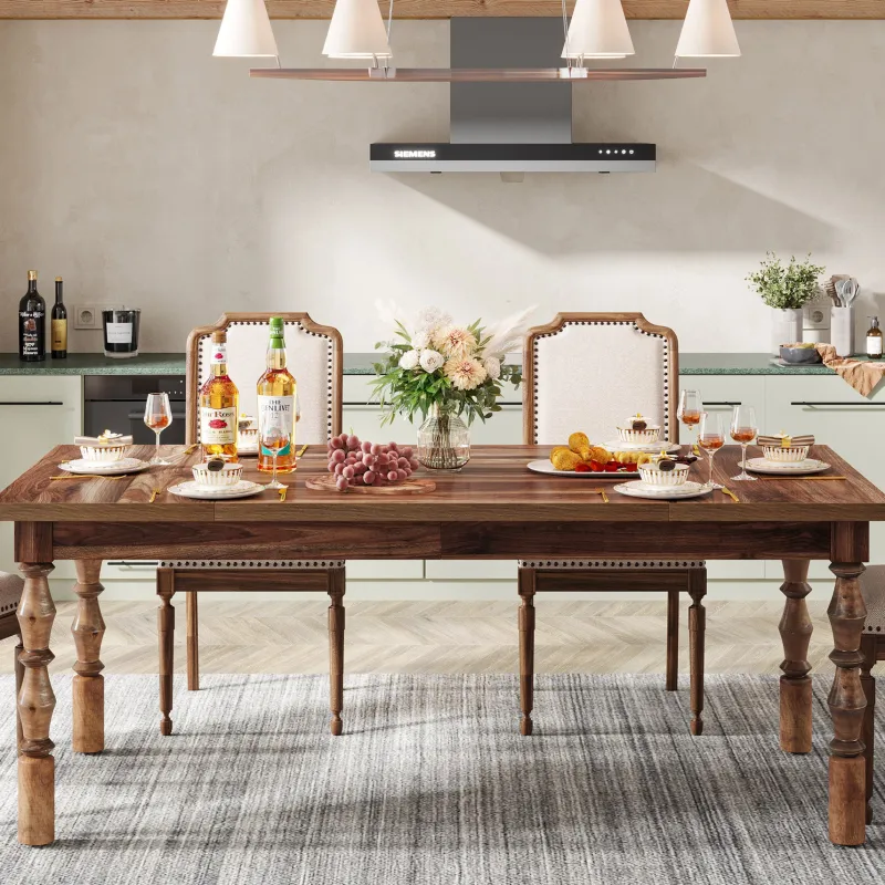 Tribesigns Dining Tables*Wood Dining Table, 62” Large Kitchen Table with Carved Turned Legs for 4-6 People