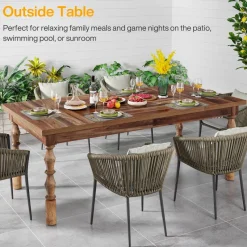 Tribesigns Dining Tables*Wood Dining Table, 62” Large Kitchen Table with Carved Turned Legs for 4-6 People