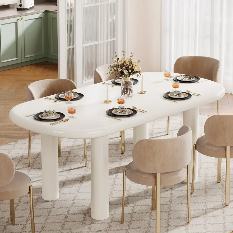 Tribesigns Dining Tables*Wood Dining Table, 63" Modern Oval Kitchen Table for 4 - 6 People