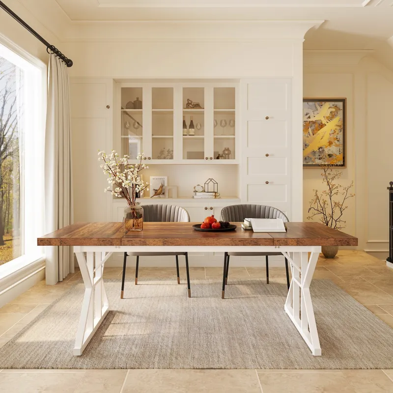 Tribesigns Dining Tables*Wood Dining Table, Farmhouse 70.8" Kitchen Table for 6 People