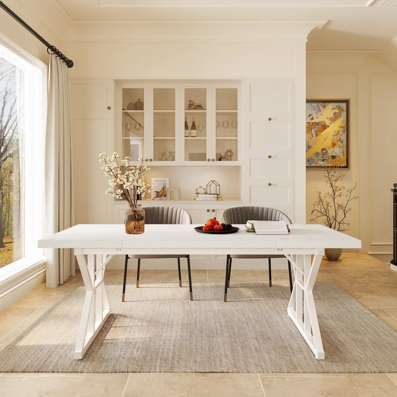Tribesigns Dining Tables*Wood Dining Table, Farmhouse 70.8" Kitchen Table for 6 People