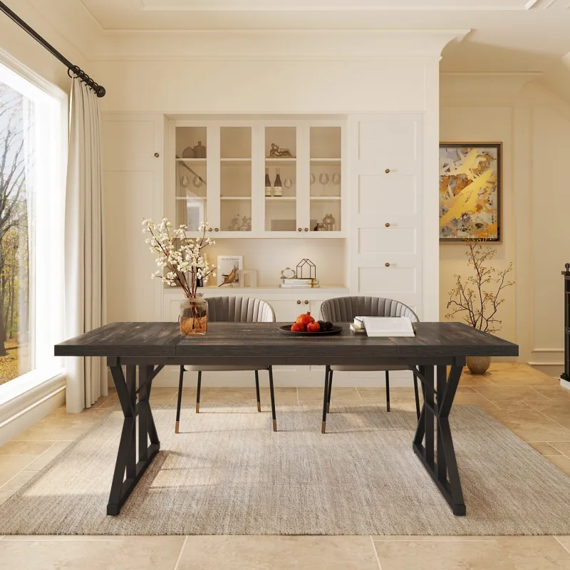 Tribesigns Dining Tables*Wood Dining Table, Farmhouse 70.8" Kitchen Table for 6 People