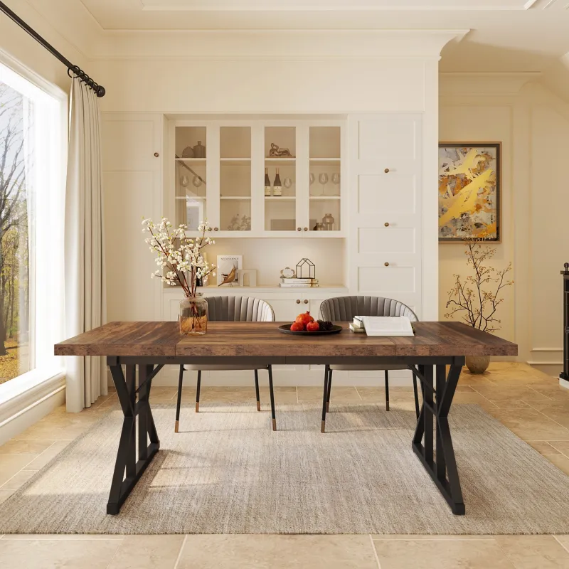 Tribesigns Dining Tables*Wood Dining Table, Farmhouse 70.8" Kitchen Table for 6 People