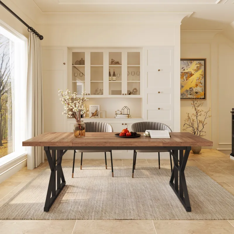 Tribesigns Dining Tables*Wood Dining Table, Farmhouse 70.8" Kitchen Table for 6 People