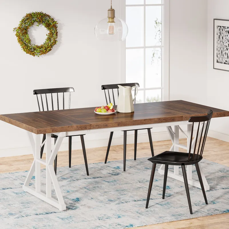 Tribesigns Dining Tables*Wood Dining Table, Farmhouse 70.8" Kitchen Table for 6 People